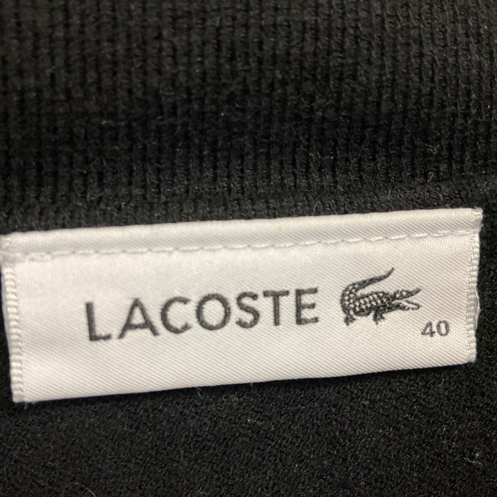 Lacoste Womens Ribbed Knit 1/4 Zip Short Sleeve Polo Shirt Womens 40 US 8 Black - Picture 3 of 8